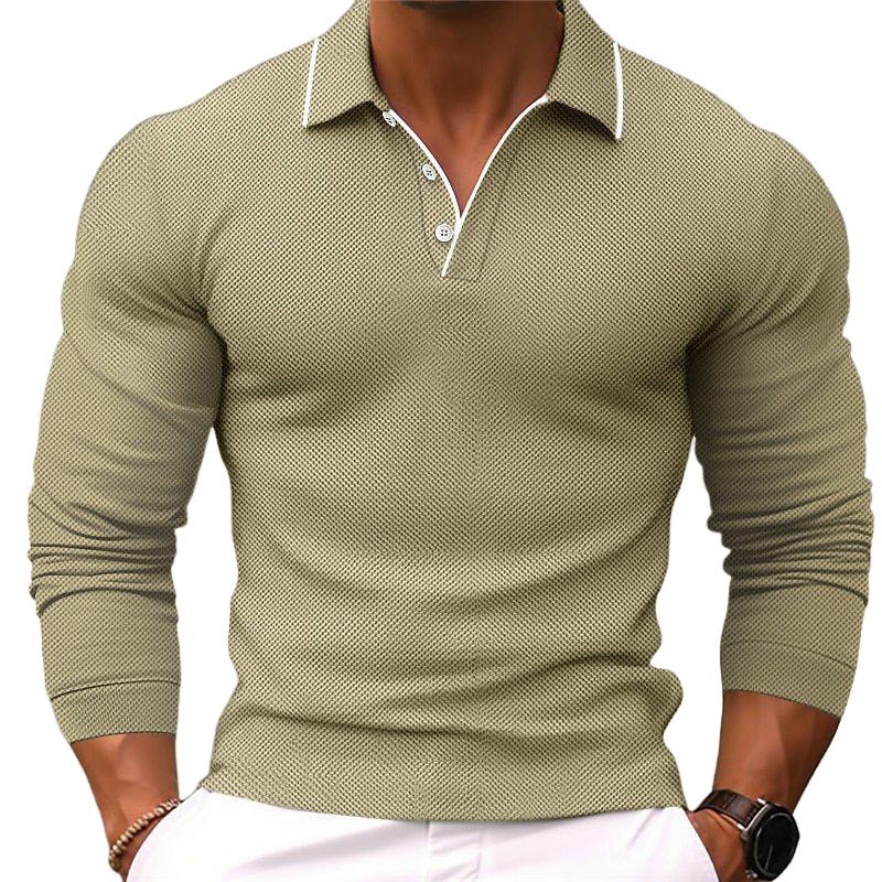 Niall | Slim fit poloshirt met lange mouwen