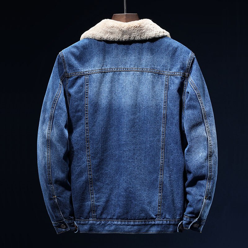 Rafferty | Blauwe denim winterjas voor heren met sherpa voering - warm en stijlvol