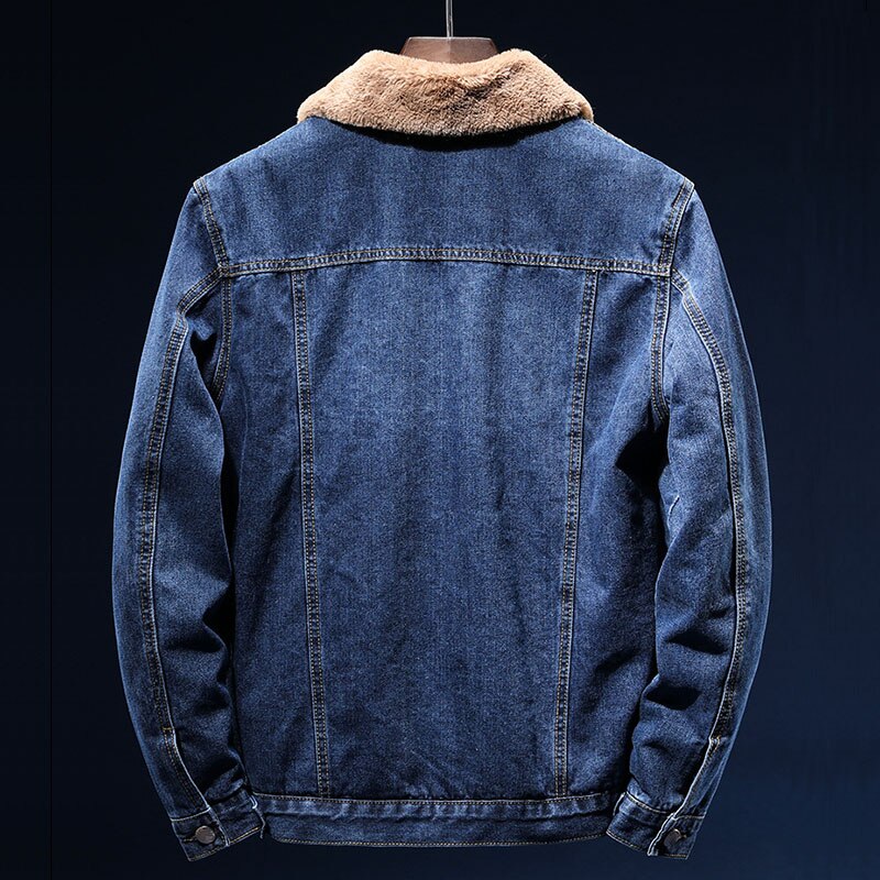Rafferty | Blauwe denim winterjas voor heren met sherpa voering - warm en stijlvol