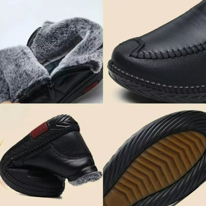 ComfiStep | Leren winterlaarzen voor dames – gevoerd met fleece, warm sneeuw- en vrijetijdsschoeisel