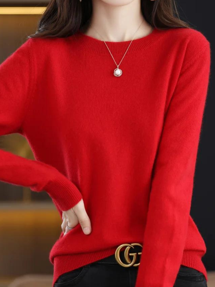 Sanne | Elegante merinowollen trui, zacht en ademend, lichtgewicht gebreide pullover