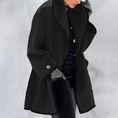 Luvin | Wollen damesjas – Stijlvolle lange winterjas, losse pasvorm, knoopsluiting, casual en elegant