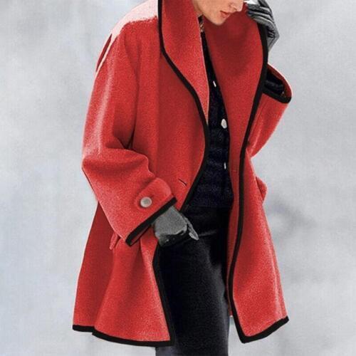 Luvin | Wollen damesjas – Stijlvolle lange winterjas, losse pasvorm, knoopsluiting, casual en elegant