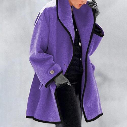 Luvin | Wollen damesjas – Stijlvolle lange winterjas, losse pasvorm, knoopsluiting, casual en elegant