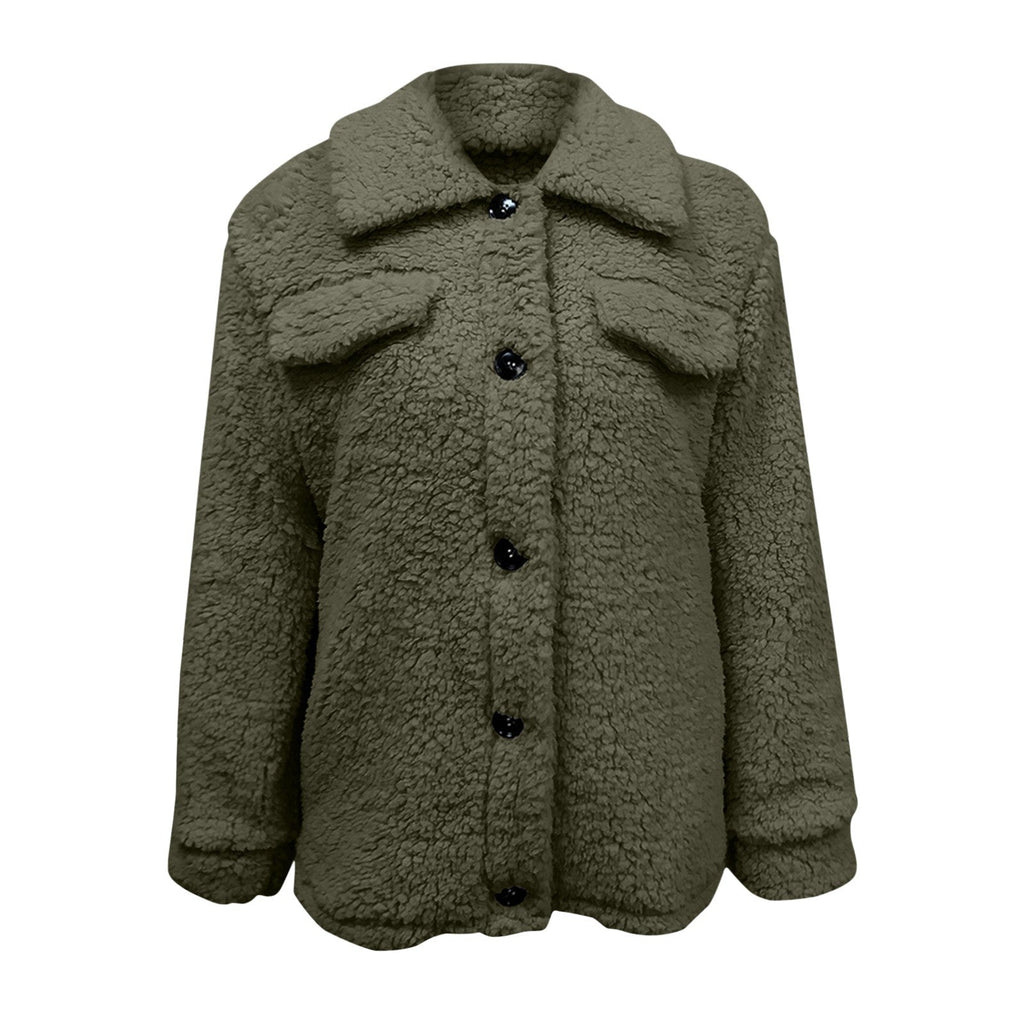 Calla | Dubbelzijdig Teddy Fleecejack voor dames, knoopsluiting, warme en knusse bovenkleding voor koud weer