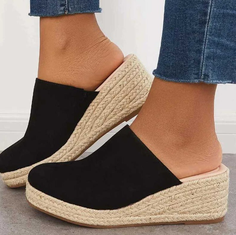 Helyria | Sandales compensées en abaca pour femmes - Soutien orthopédique