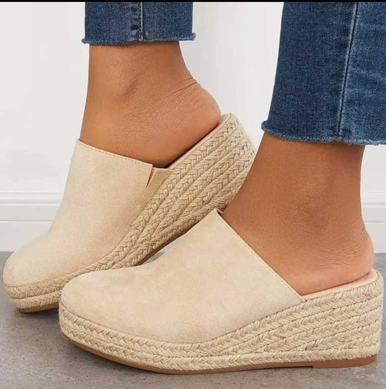 Helyria | Sandales compensées en abaca pour femmes - Soutien orthopédique