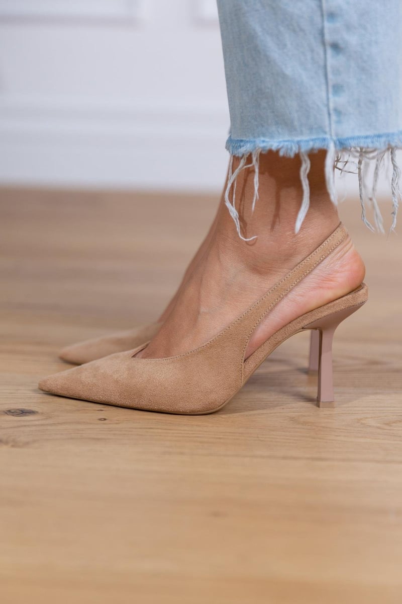Selissa | Damespumps met slingback, elegante lage hak en spitse neus