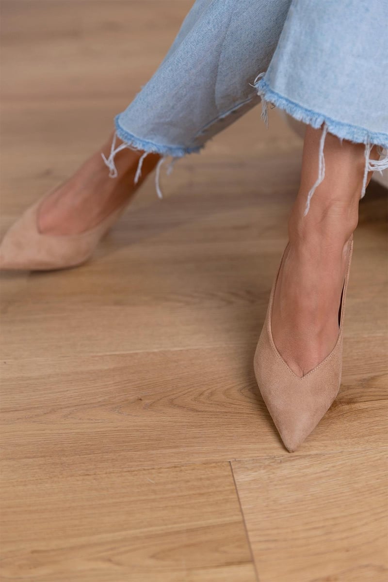 Selissa | Damespumps met slingback, elegante lage hak en spitse neus