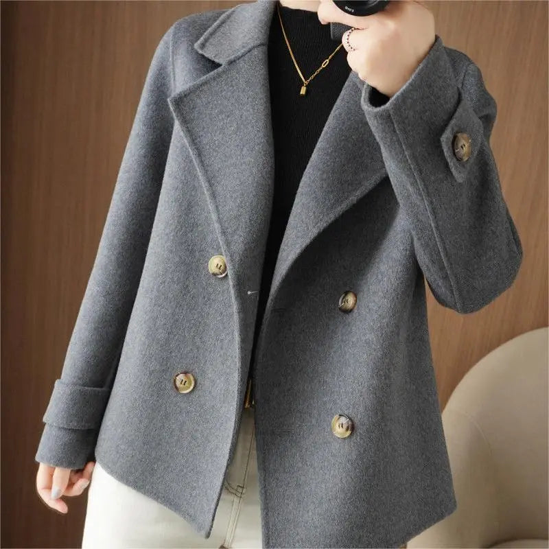 Malena | Korte, losse tweed blazerjas voor dames – Chique winterjas met kraag