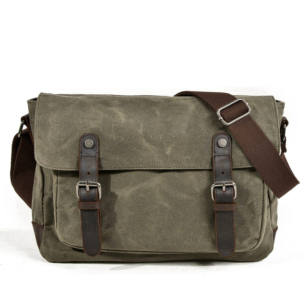 UrbanGear | Vintage Canvas Leren Heren Schoudertas - Grote Capaciteit