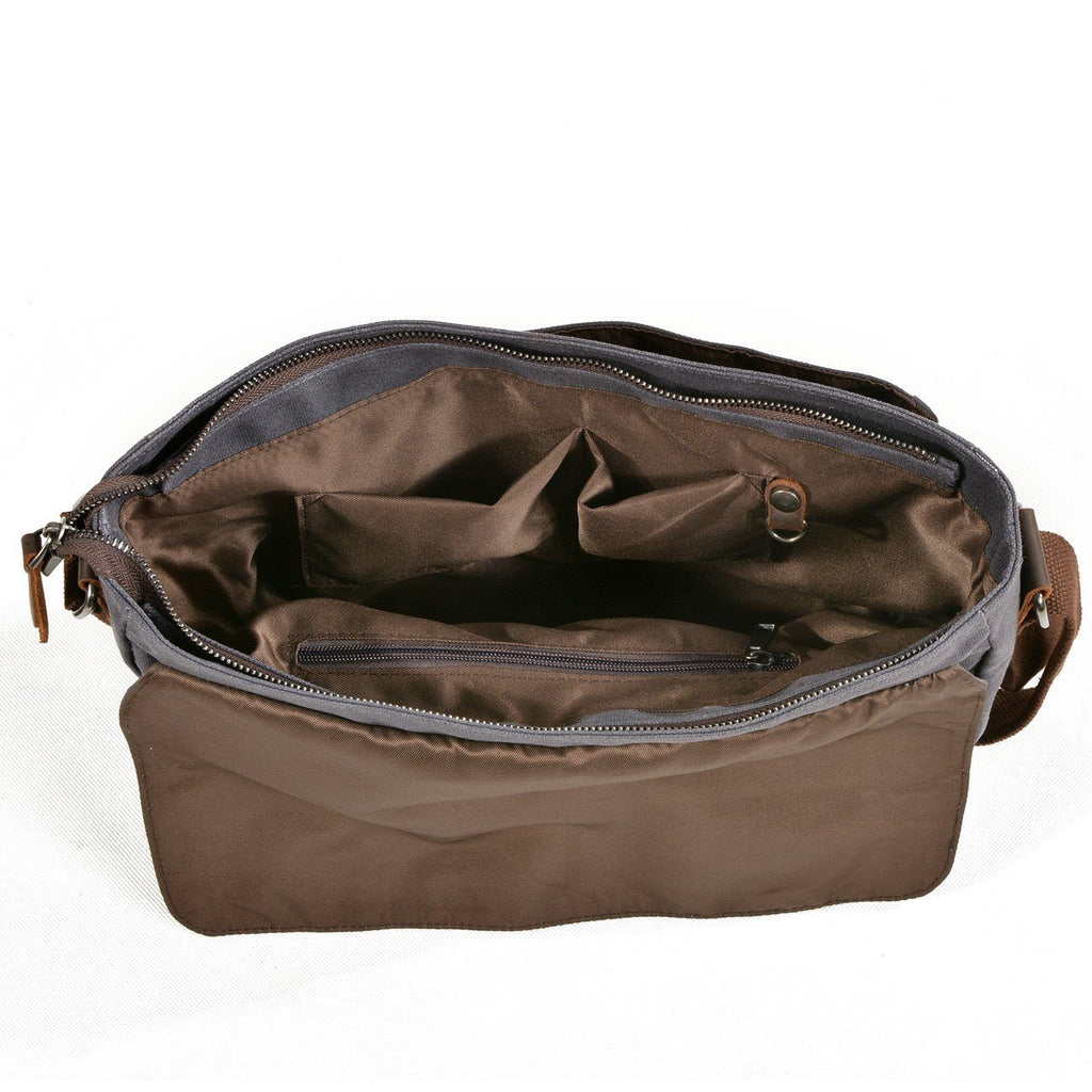 UrbanGear | Vintage Canvas Leren Heren Schoudertas - Grote Capaciteit