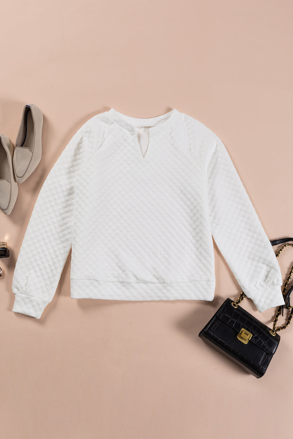 Estara | Women's Top with Split Neck and Puffed Long Sleeves - Casual & Comfortable