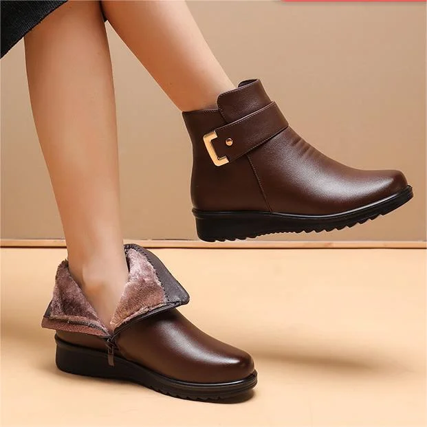 Genuvia | Bottes orthopédiques en cuir pour femmes – Bottes confortables en cuir véritable avec soutien