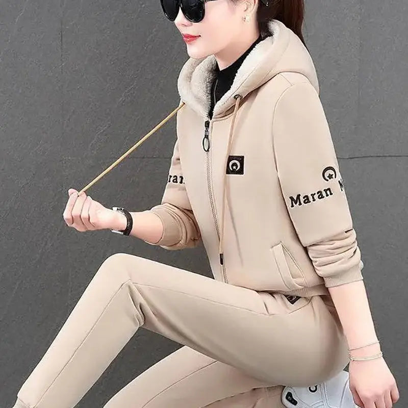 Lirina | 2-delige fleeceset voor dames – hoodie en broek, warme casual loungewear, winteroutfit