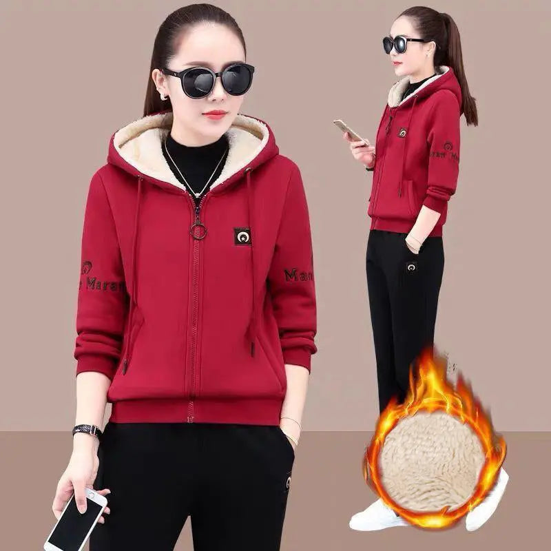 Lirina | 2-delige fleeceset voor dames – hoodie en broek, warme casual loungewear, winteroutfit