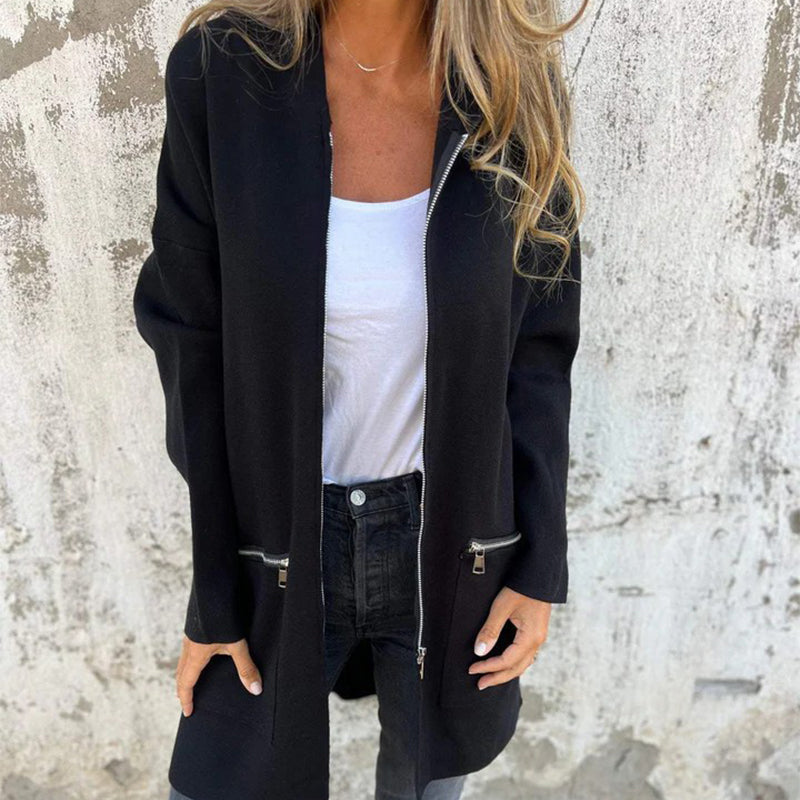 Inyssa | Hoodie met ritssluiting – Lichtgewicht casual lange hoodie, volledige ritssluiting, zakken