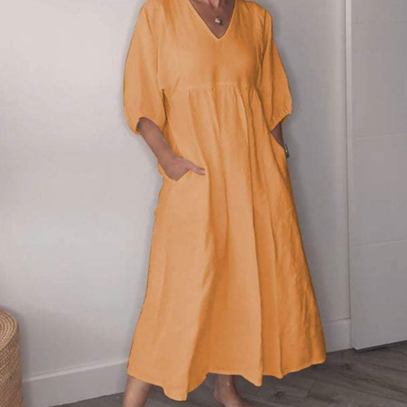 Daelina | Zomerjurk voor dames – Comfortabele, chique jurk voor dagelijks gebruik met V-hals
