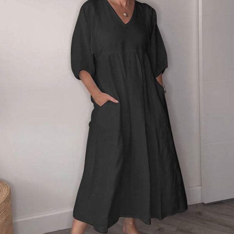 Daelina | Zomerjurk voor dames – Comfortabele, chique jurk voor dagelijks gebruik met V-hals