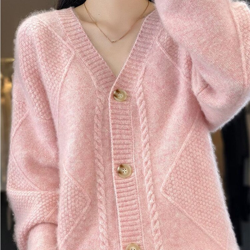 Beatrice | Comfortabel damesvest van imitatiekasjmier met knopen – Relaxte oversized trui voor herfst/winter