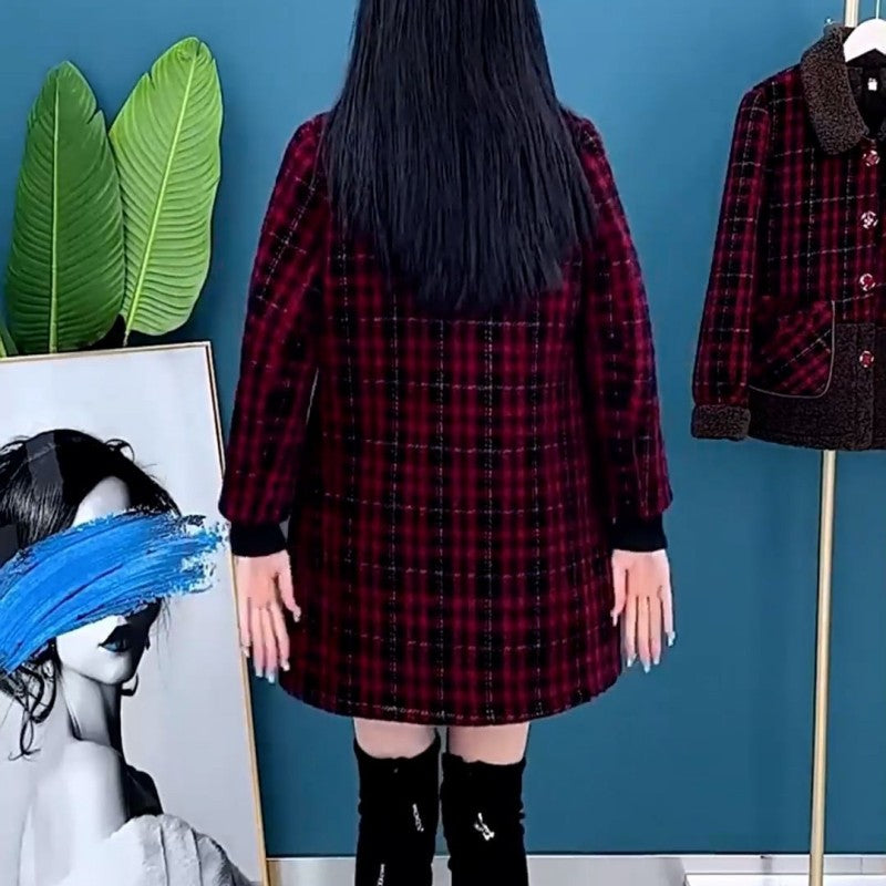 Marenella | Dikke, halflange winterjas voor dames – Warme fleecejas met revers, knoopsluiting en zakken