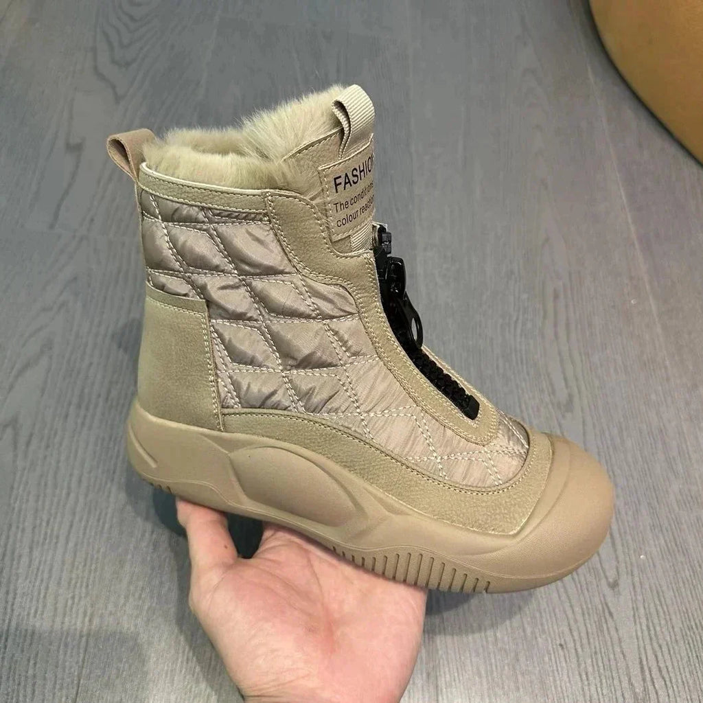 FrostElla | Waterdichte snowboots, gevoerd met imitatiebont, antislip winter- en outdoor warme enkellaarzen