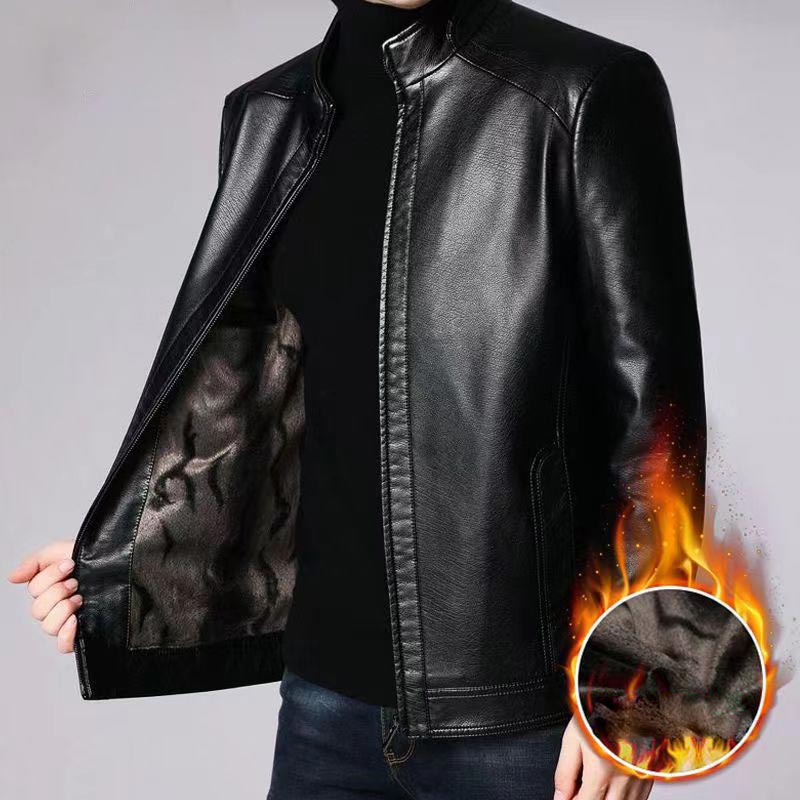 Abram | Leren herenjas met warme pluche voering – Thermische winterjas, stijlvolle casual bovenkleding