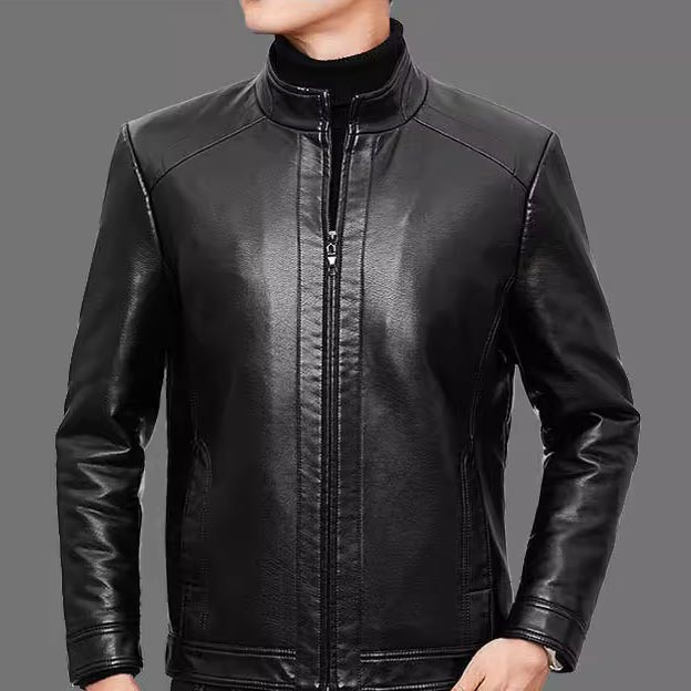 Abram | Leren herenjas met warme pluche voering – Thermische winterjas, stijlvolle casual bovenkleding
