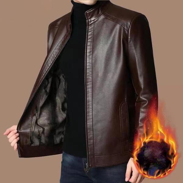 Abram | Leren herenjas met warme pluche voering – Thermische winterjas, stijlvolle casual bovenkleding