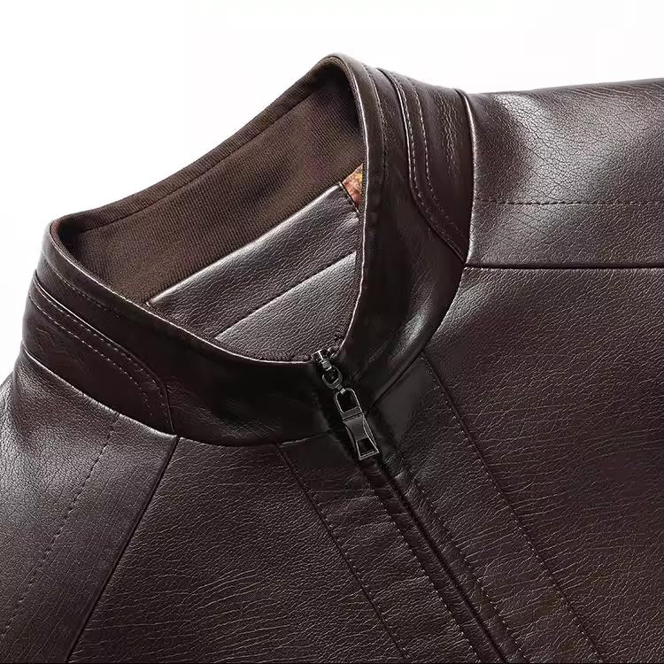 Abram | Leren herenjas met warme pluche voering – Thermische winterjas, stijlvolle casual bovenkleding
