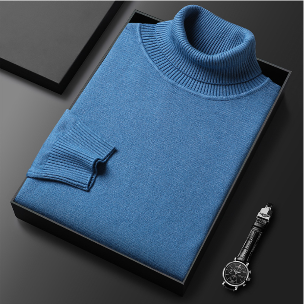 Gerwin | Pull col roulé en cachemire premium pour homme – Couleur unie, maille douce, idéal pour l'hiver et l'automne