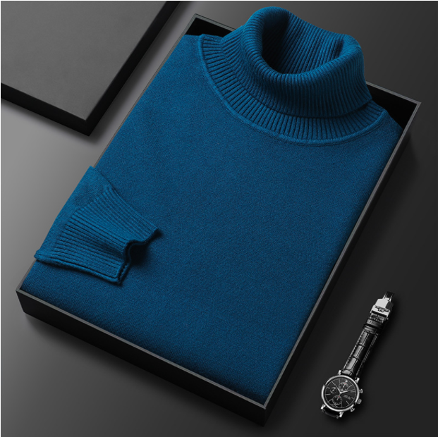Gerwin | Pull col roulé en cachemire premium pour homme – Couleur unie, maille douce, idéal pour l'hiver et l'automne