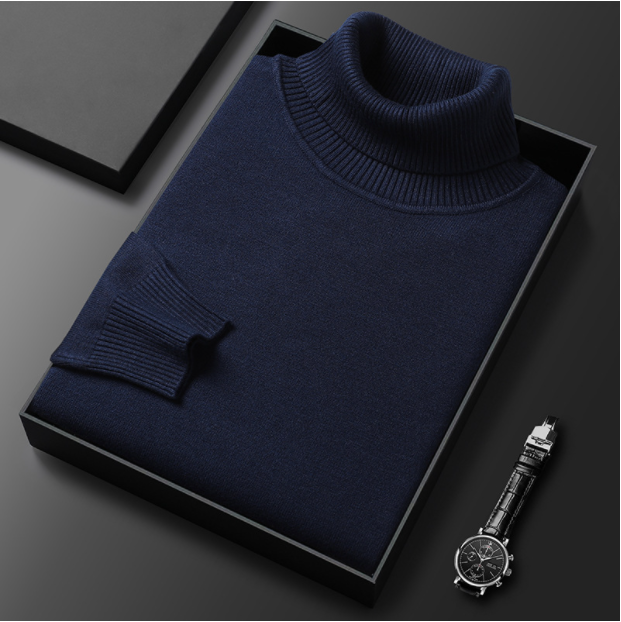 Gerwin | Pull col roulé en cachemire premium pour homme – Couleur unie, maille douce, idéal pour l'hiver et l'automne