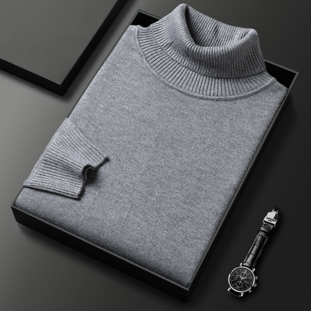 Gerwin | Pull col roulé en cachemire premium pour homme – Couleur unie, maille douce, idéal pour l'hiver et l'automne