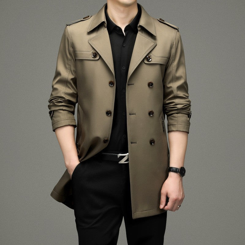 Caelwin | Heren trenchcoat met dubbele knoopsluiting – weerbestendige windjack, stijlvolle overjas
