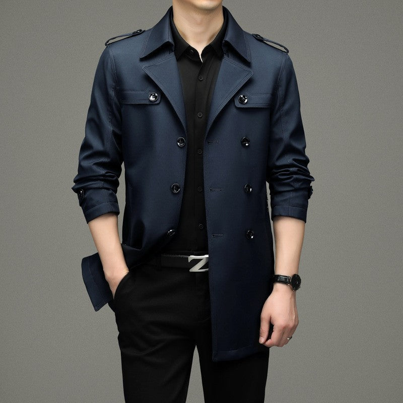 Caelwin | Heren trenchcoat met dubbele knoopsluiting – weerbestendige windjack, stijlvolle overjas
