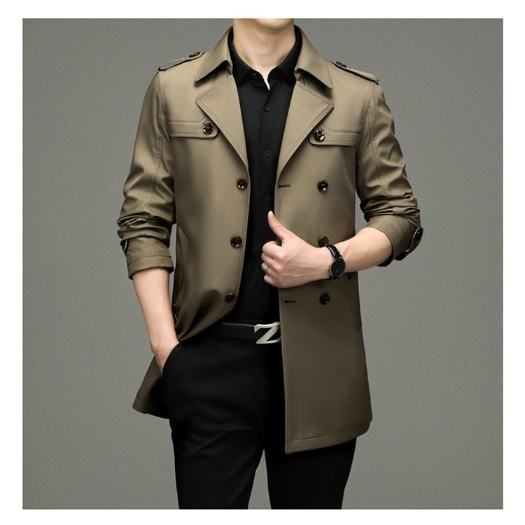 Caelwin | Heren trenchcoat met dubbele knoopsluiting – weerbestendige windjack, stijlvolle overjas
