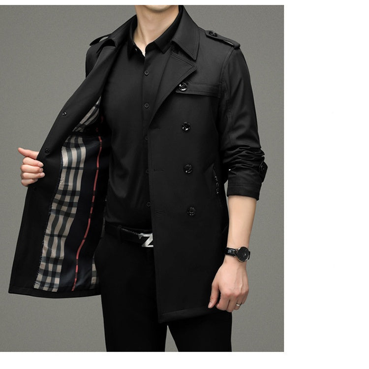Caelwin | Heren trenchcoat met dubbele knoopsluiting – weerbestendige windjack, stijlvolle overjas