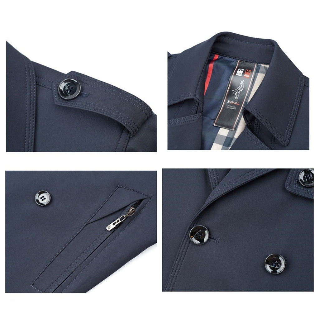 Caelwin | Heren trenchcoat met dubbele knoopsluiting – weerbestendige windjack, stijlvolle overjas