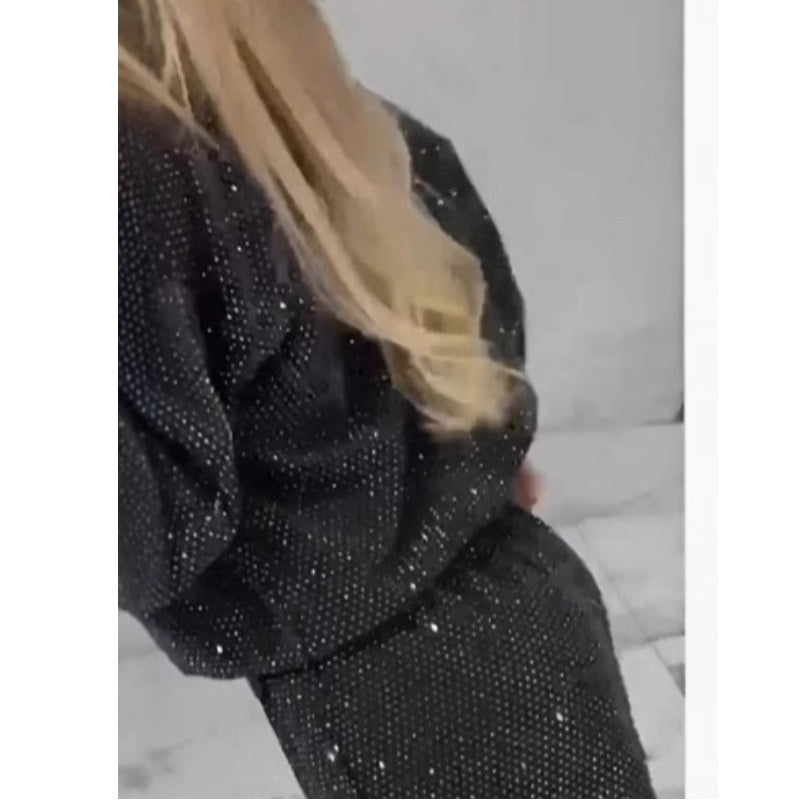 Kivra | Damespak met lovertjes, 2-delig – Losvallende top & wijde broek, casual & feestkleding