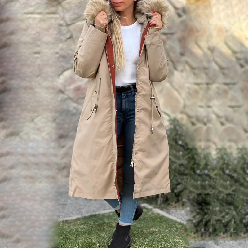 Drina | Winterparka, met capuchon en bontkraag, casual warme waterdichte en geïsoleerde jas