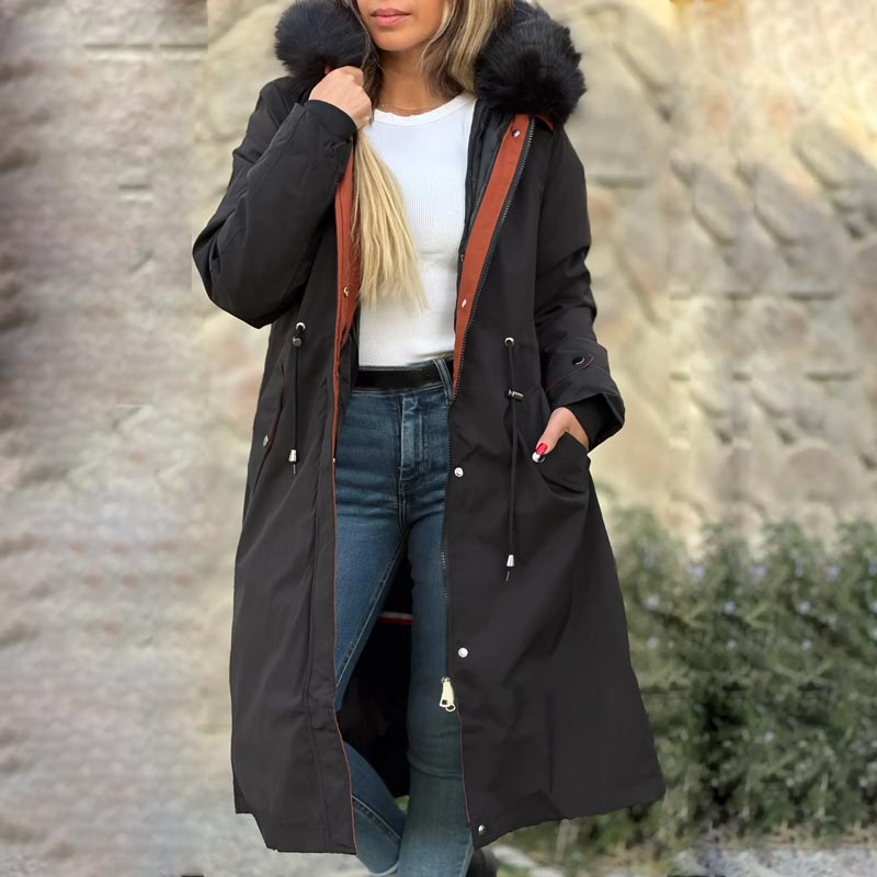 Drina | Winterparka, met capuchon en bontkraag, casual warme waterdichte en geïsoleerde jas