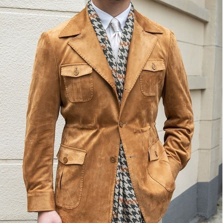 Auren | Herenblazer van imitatieleer met zakken – getailleerde pasvorm, zakelijk casual