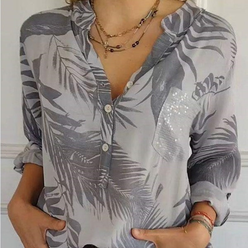 Paelyn | Chique blouse met print en V-hals – Casual en elegante damesblouse