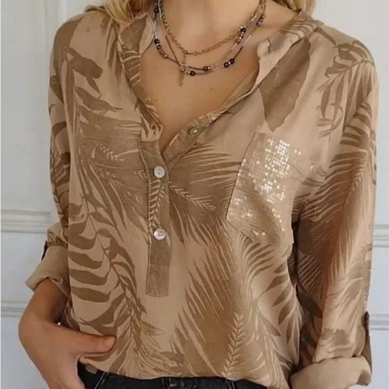 Paelyn | Chique blouse met print en V-hals – Casual en elegante damesblouse