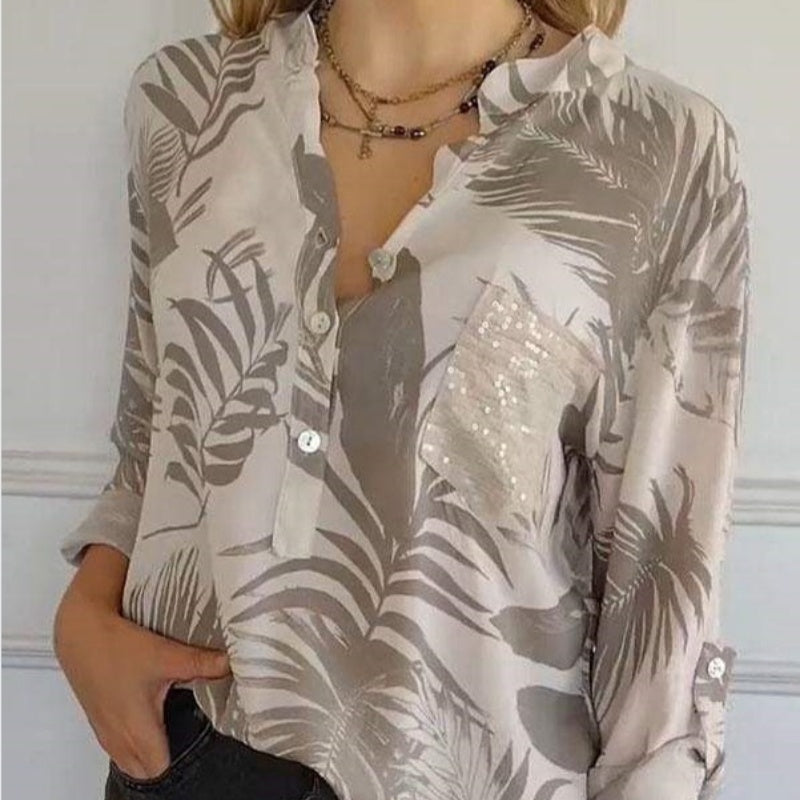 Paelyn | Chique blouse met print en V-hals – Casual en elegante damesblouse