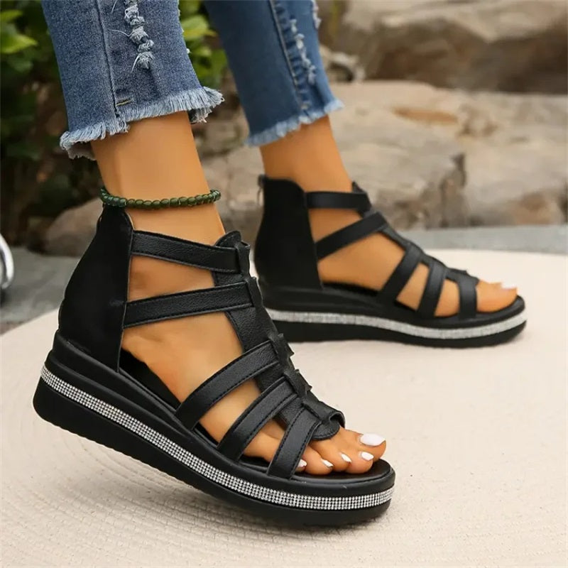 Valora | Chique sleehakken voor dames – Plateausandalen met kristallen accenten en zachte zool