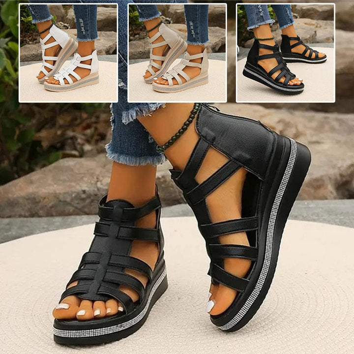 Valora | Chique sleehakken voor dames – Plateausandalen met kristallen accenten en zachte zool