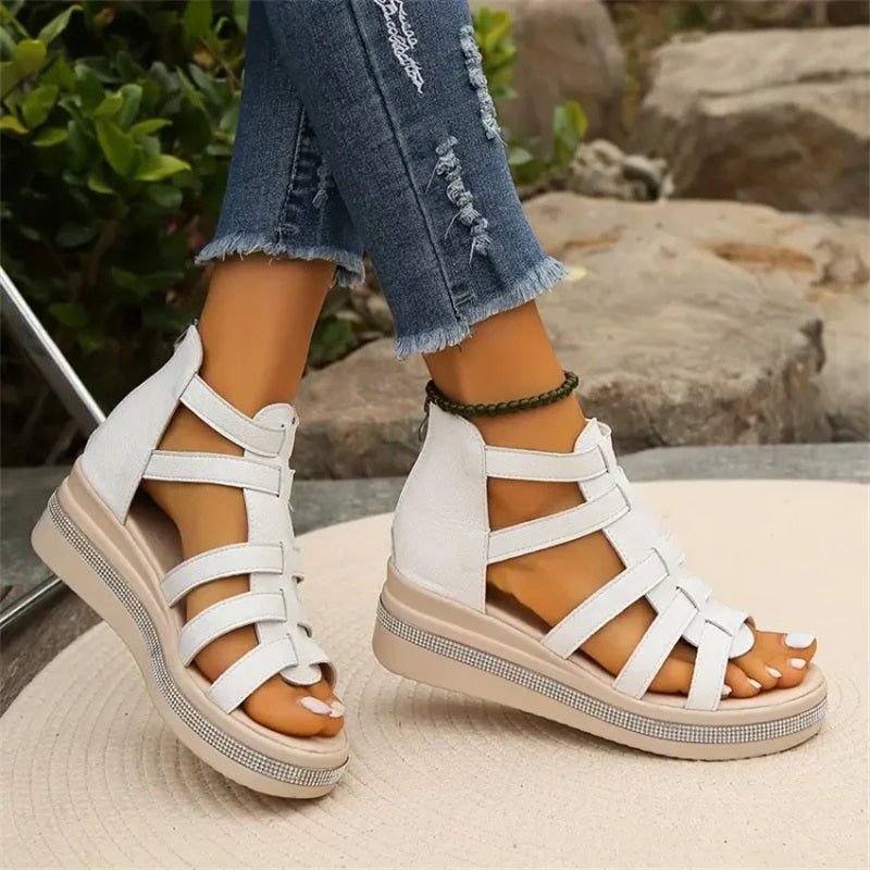 Valora | Chique sleehakken voor dames – Plateausandalen met kristallen accenten en zachte zool