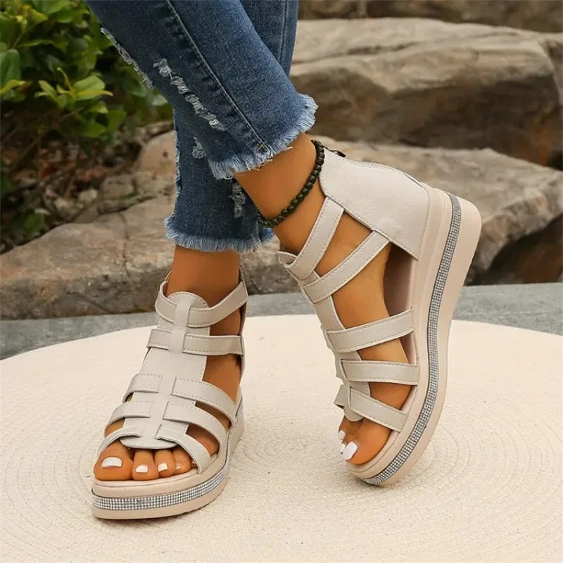 Valora | Chique sleehakken voor dames – Plateausandalen met kristallen accenten en zachte zool